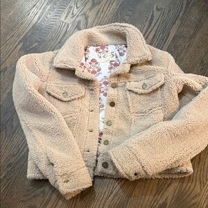Cozy Tan Sherpa Jean Jacket for Kids